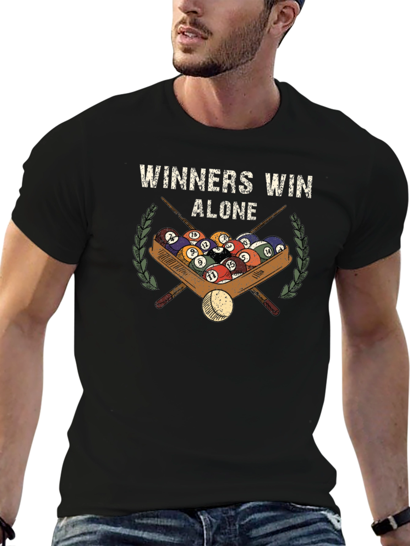 Winners Win Alone T-Shirt - Billiards Pool Design