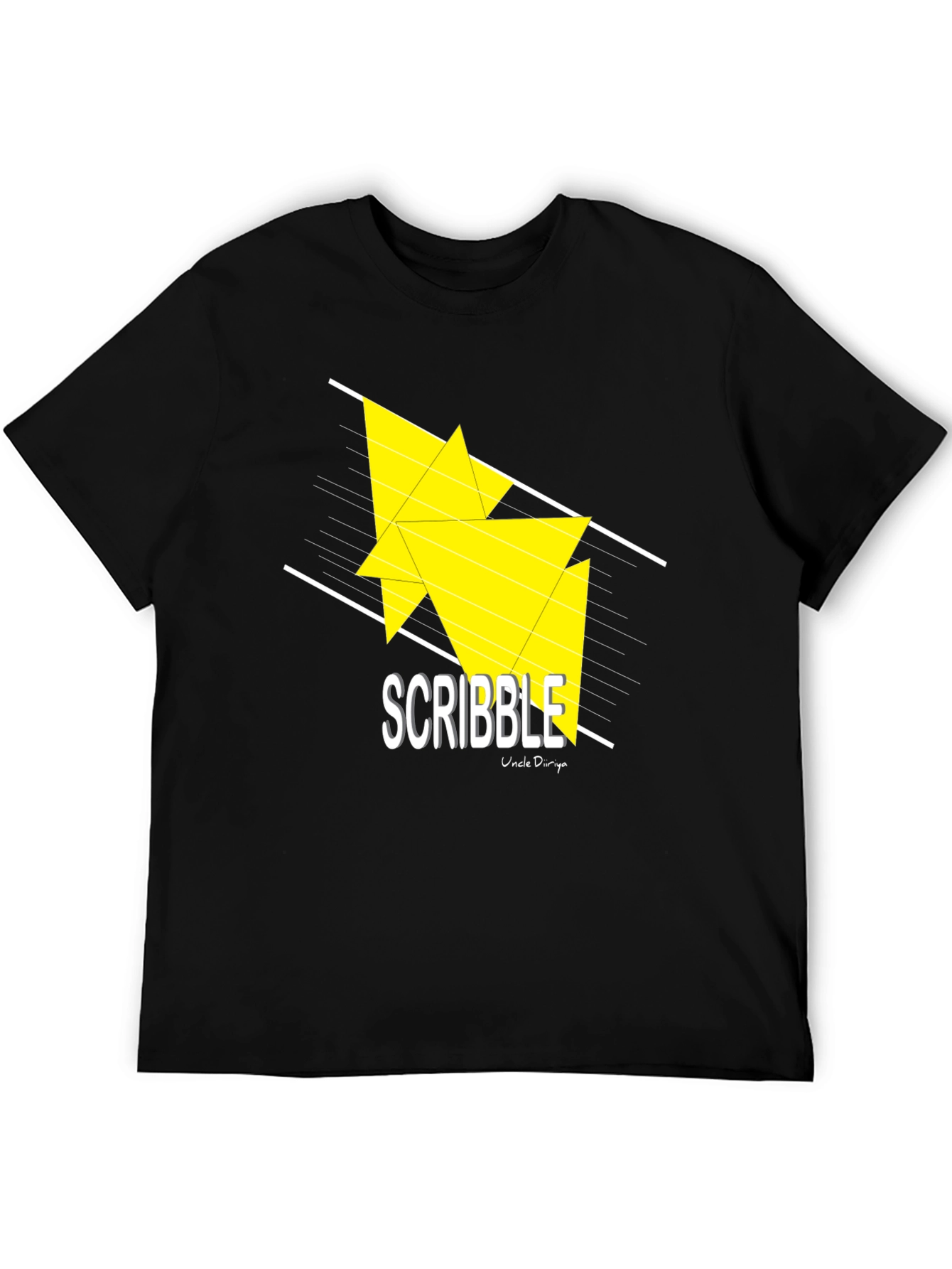 Scribble Design Black Cotton T-Shirt