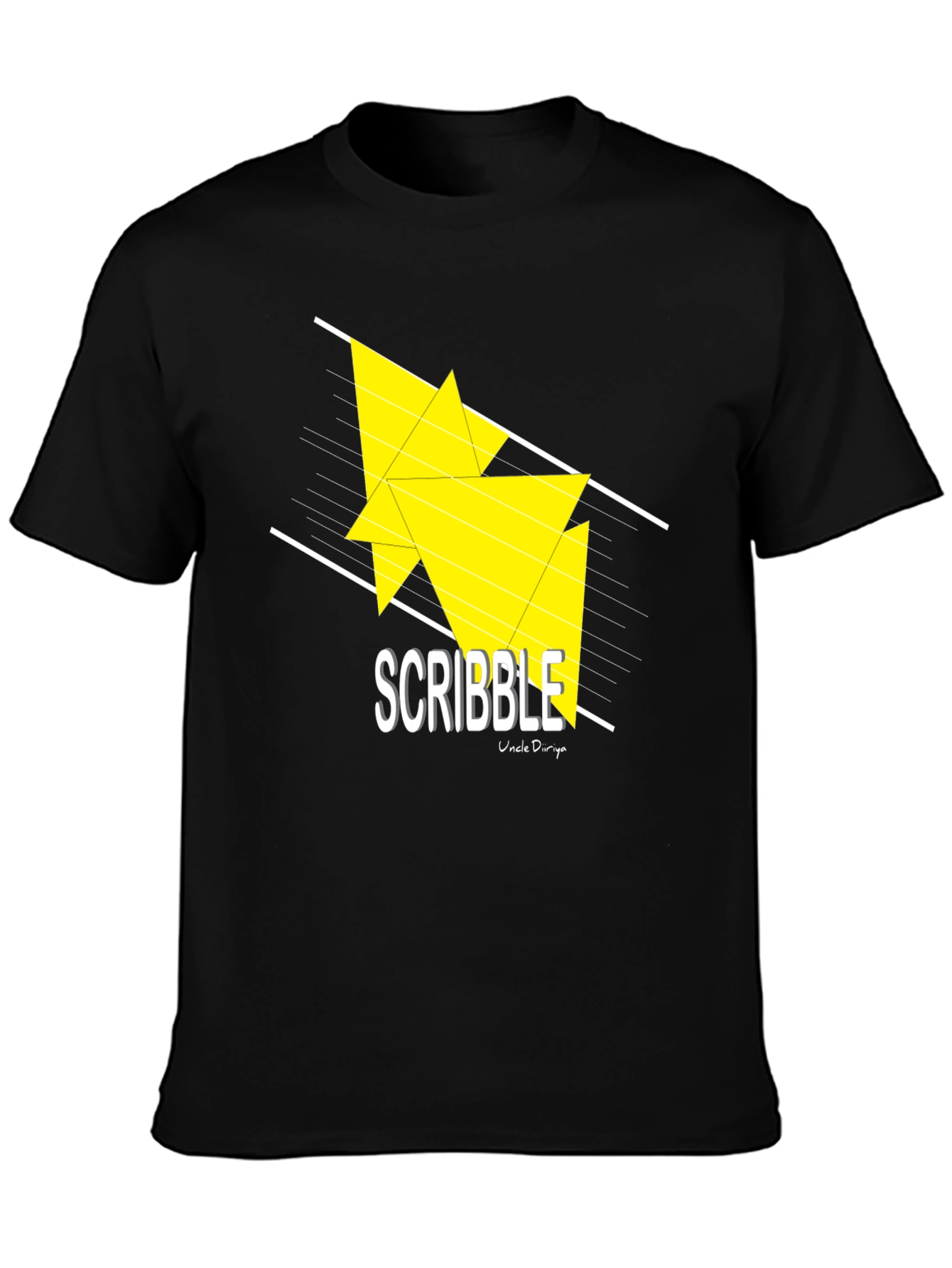 Scribble Design Black Cotton T-Shirt