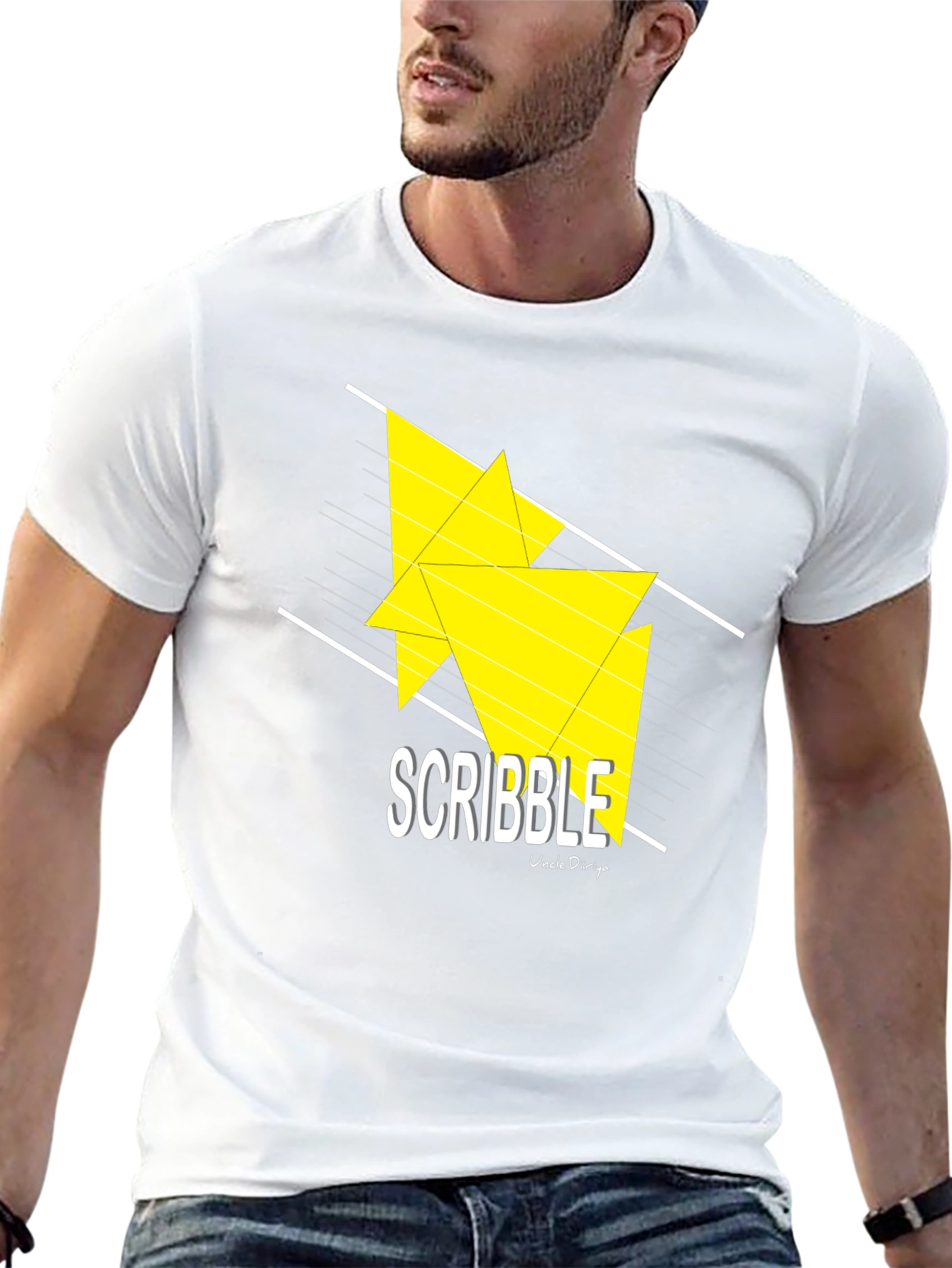 Scribble Design Black Cotton T-Shirt