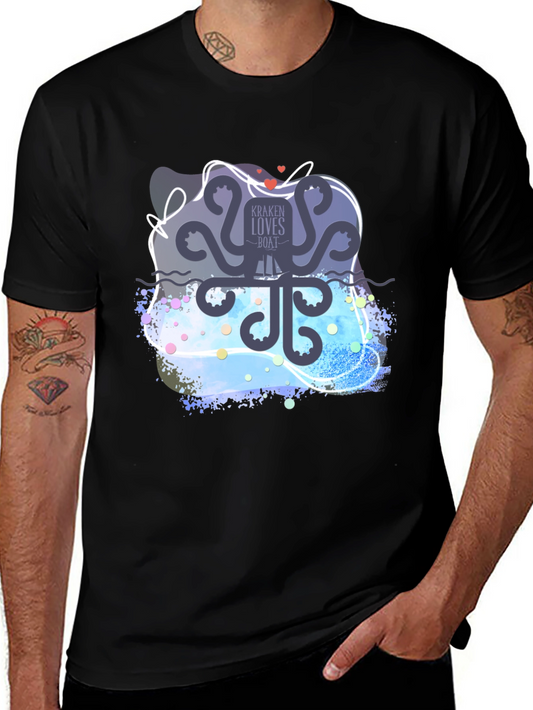 Kraken Loves Boat Graphic T-Shirt - Fun & Unique Design