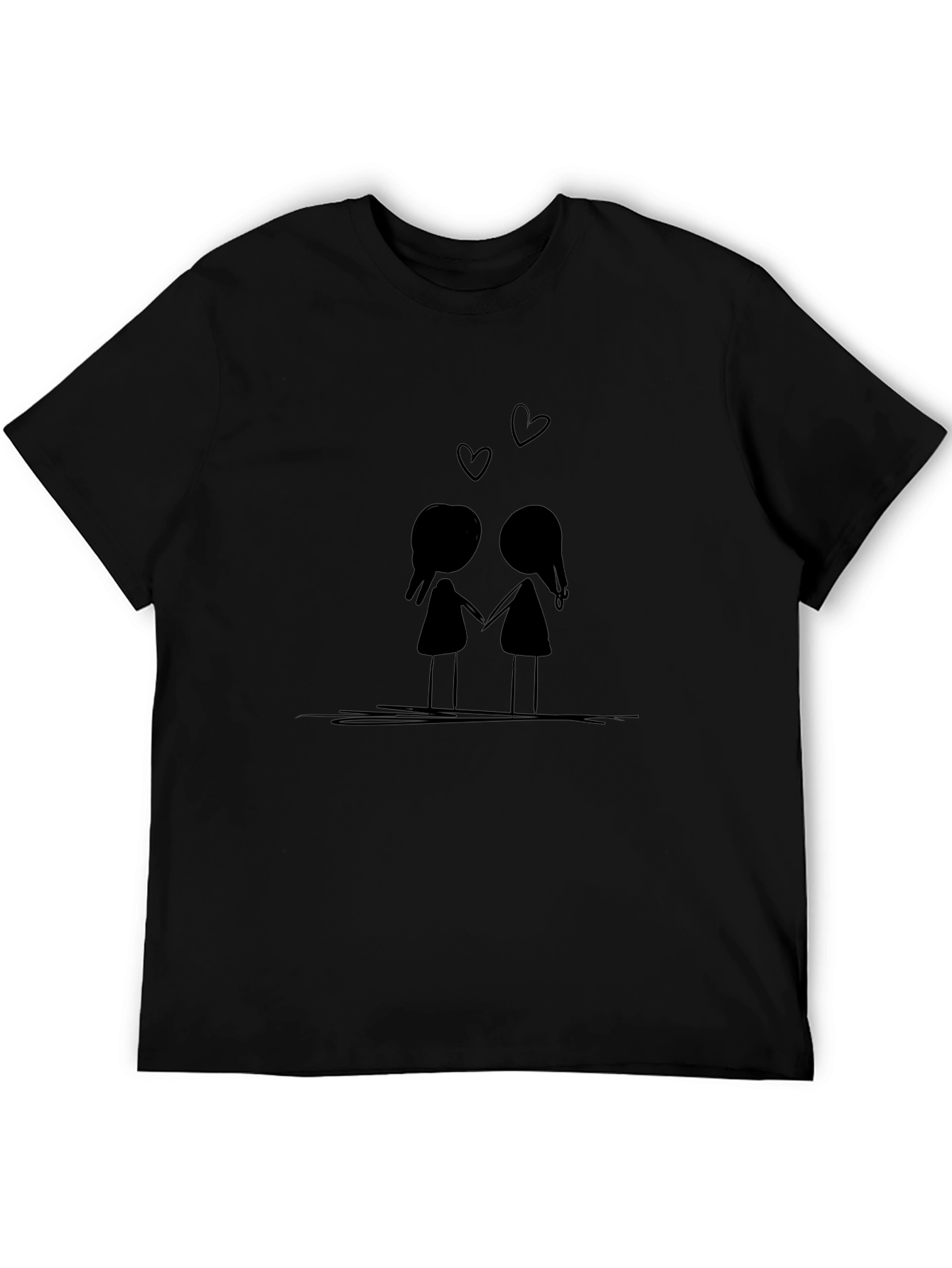 Couple Love Graphic Tee - Black Cotton T-Shirt