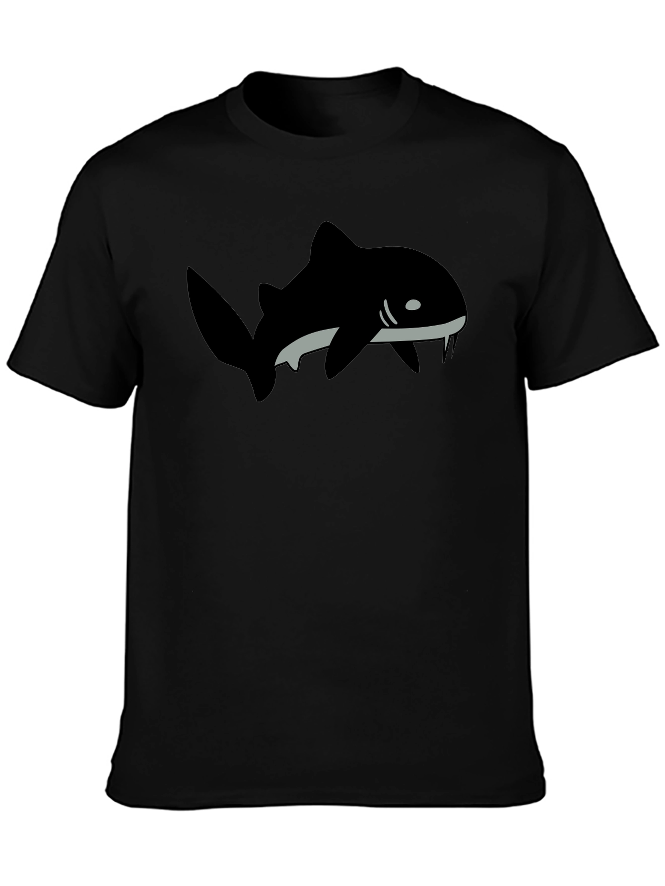 Black T-Shirt with Shark Graphic Print