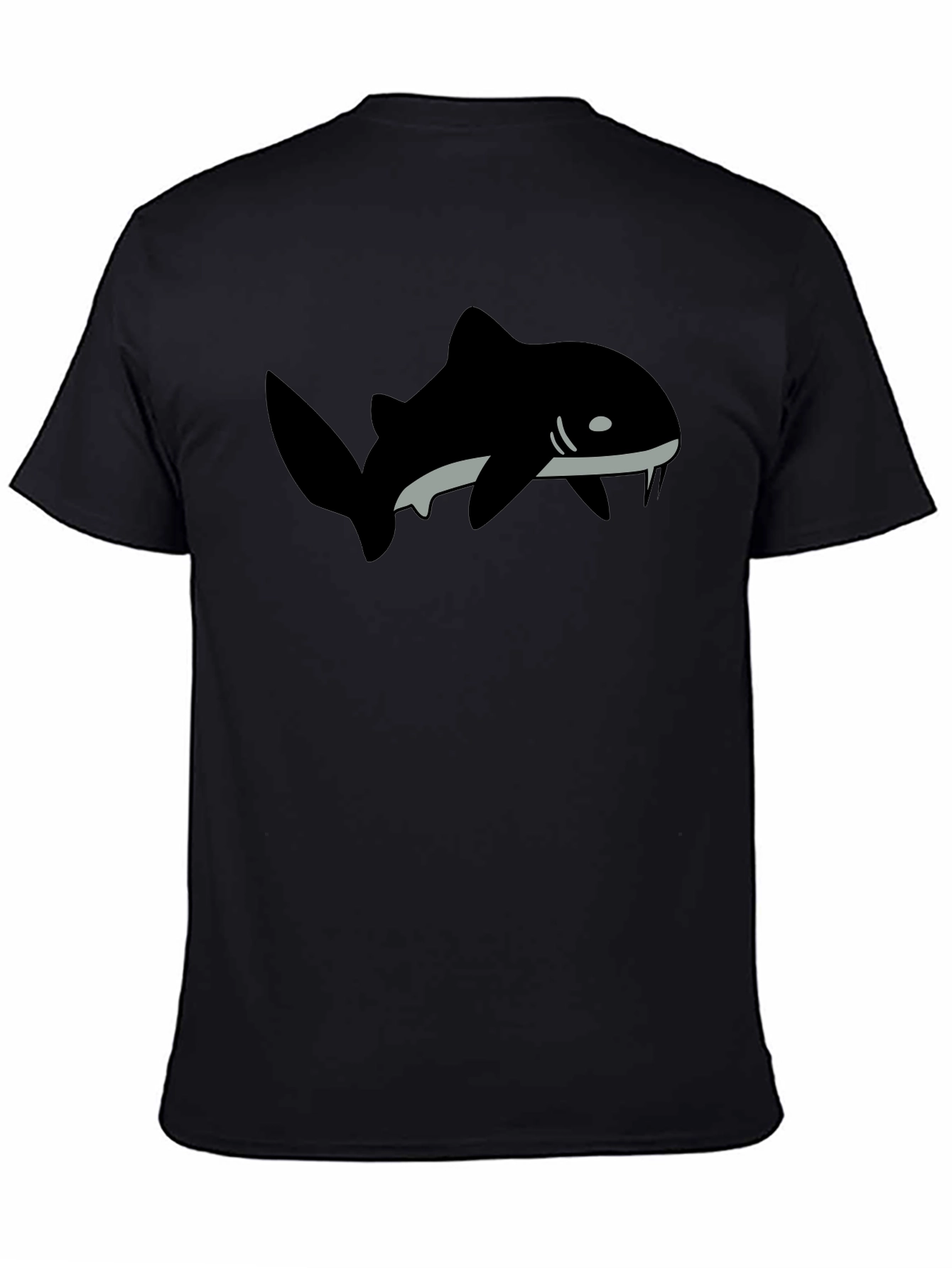 Black T-Shirt with Shark Graphic Print