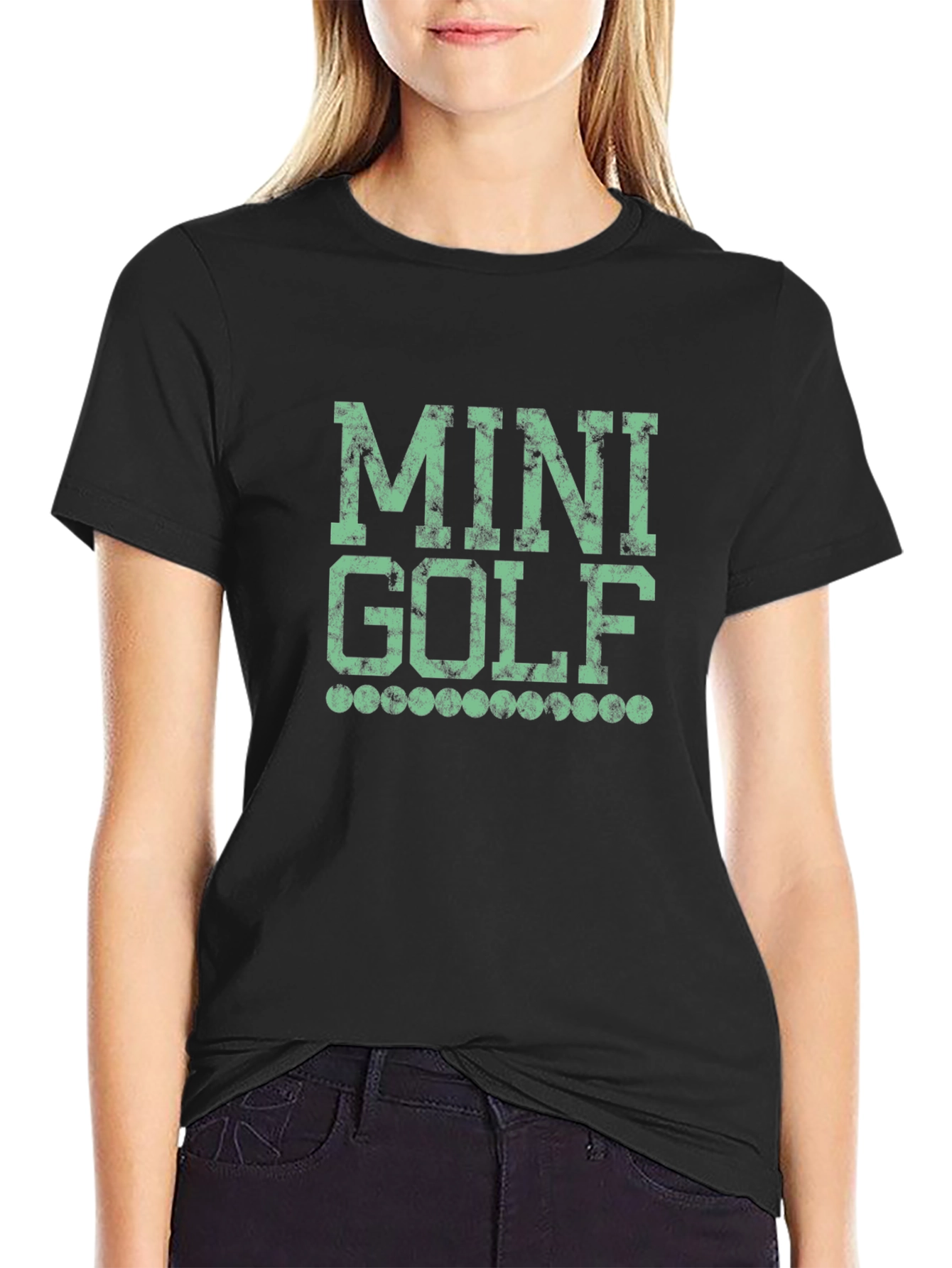 Mini Golf Graphic Tee - Black Cotton Shirt