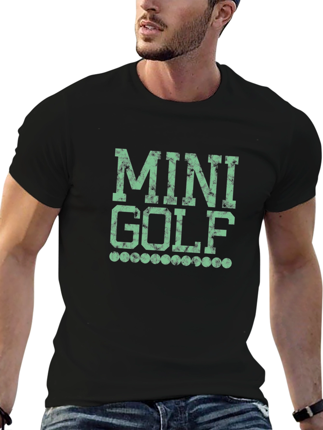 Mini Golf Graphic Tee - Black Cotton Shirt