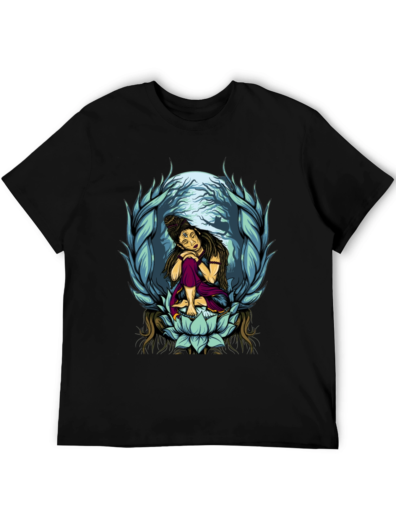 Shiva Lotus Graphic Tee - Meditative Design
