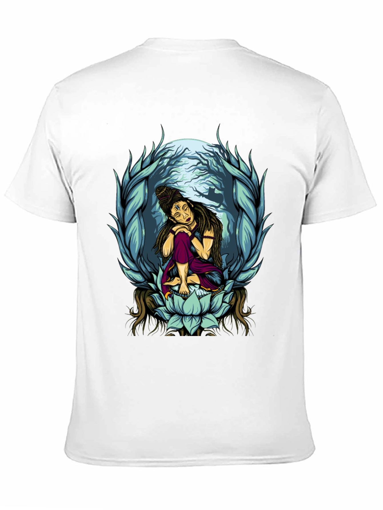 Shiva Lotus Graphic Tee - Meditative Design