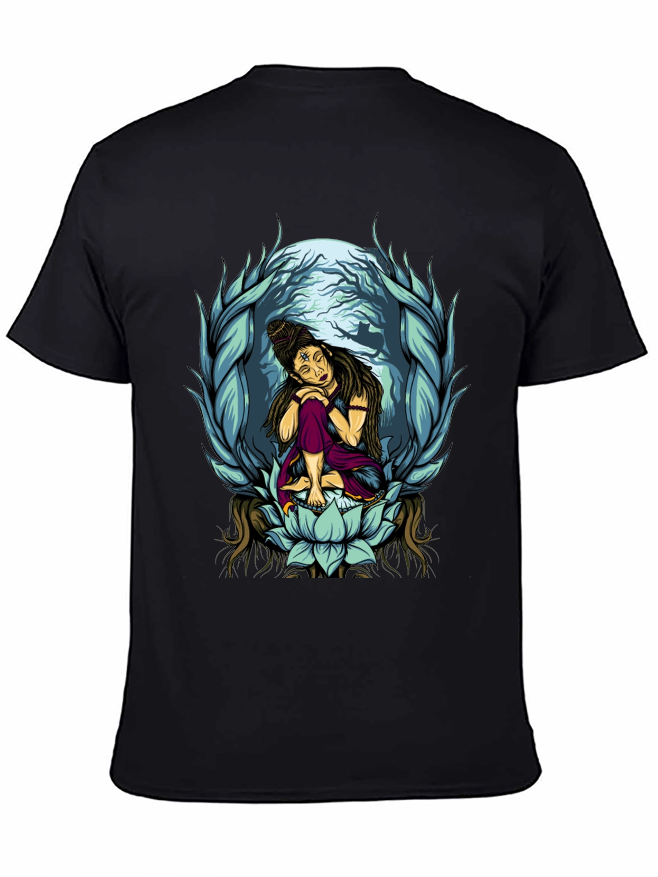 Shiva Lotus Graphic Tee - Meditative Design