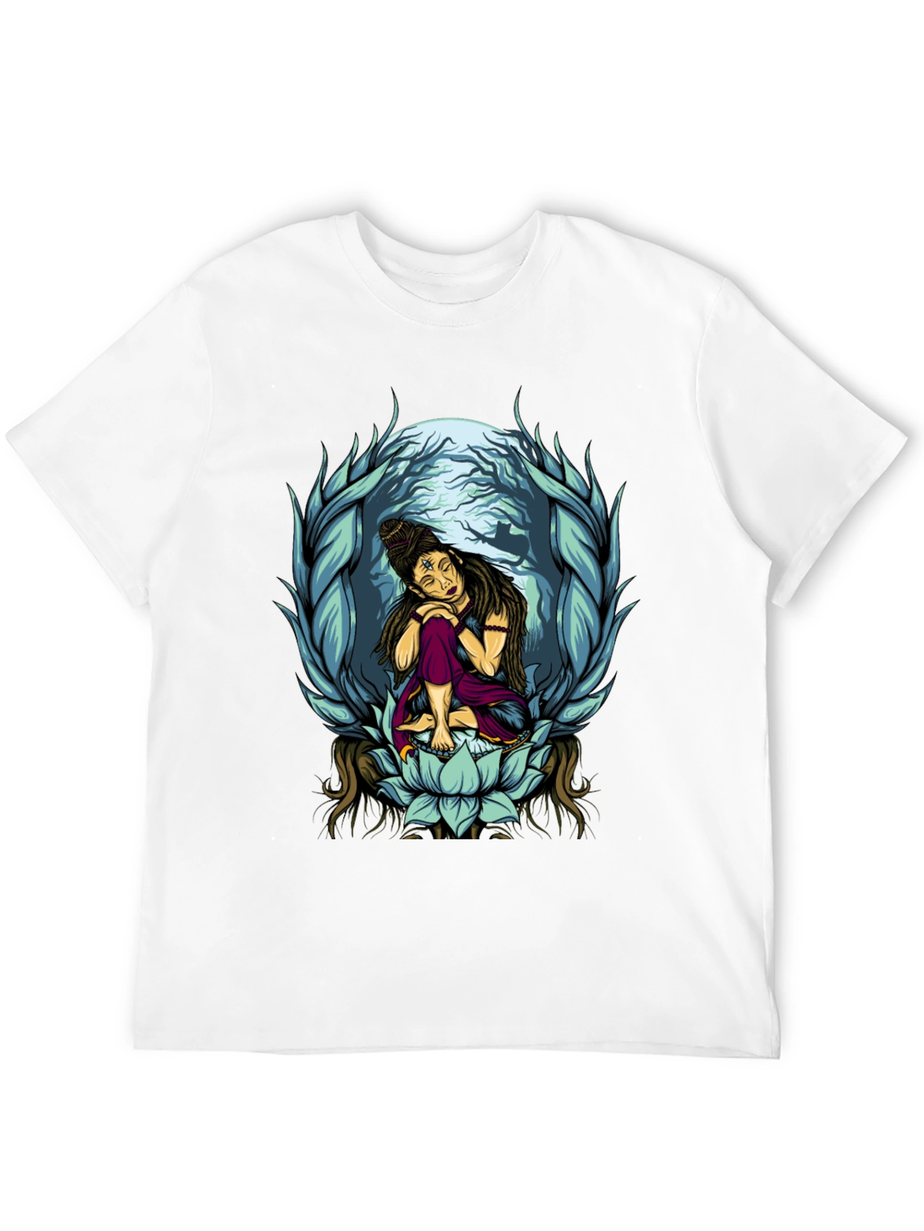 Shiva Lotus Graphic Tee - Meditative Design