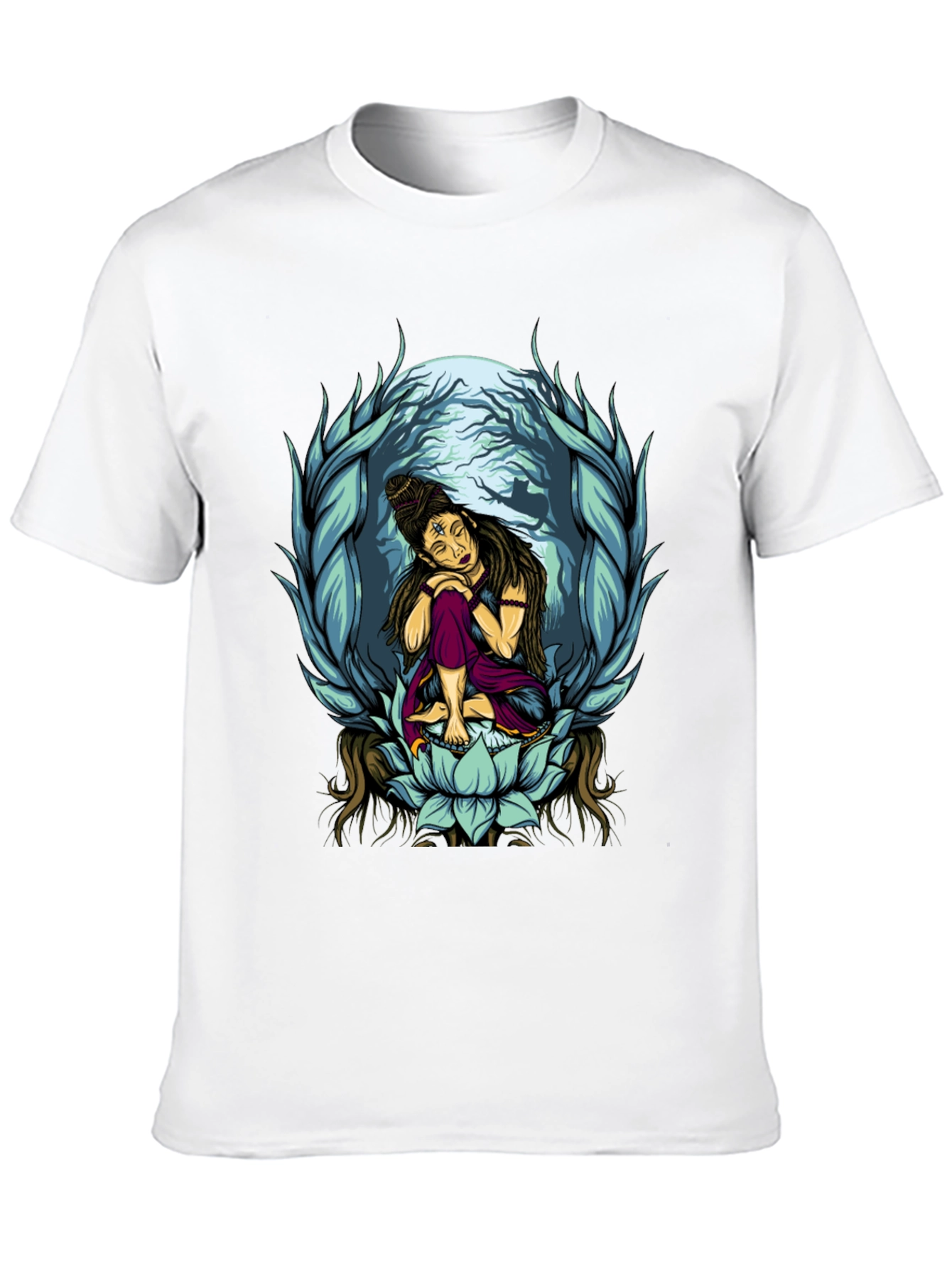 Shiva Lotus Graphic Tee - Meditative Design