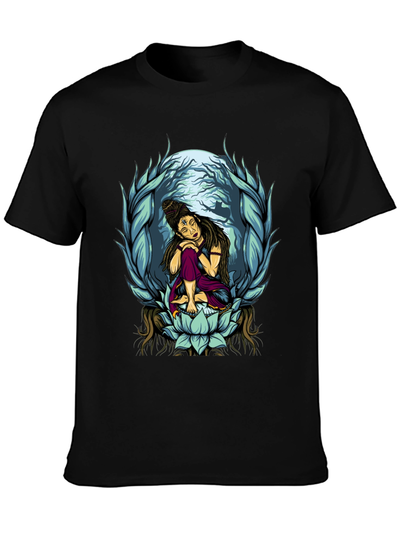 Shiva Lotus Graphic Tee - Meditative Design