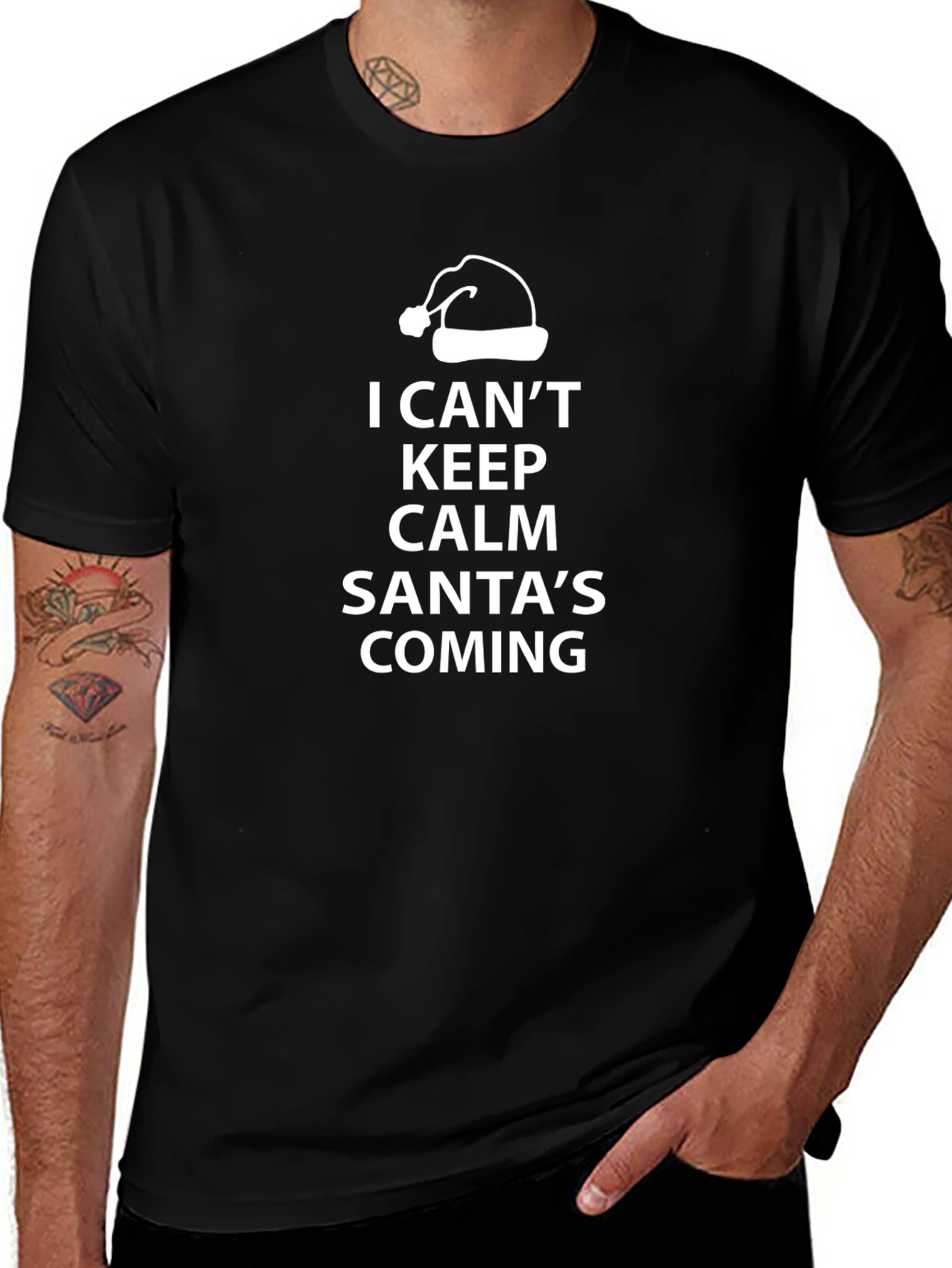 Keep Calm Santas Coming T-Shirt - Holiday Festive Tee
