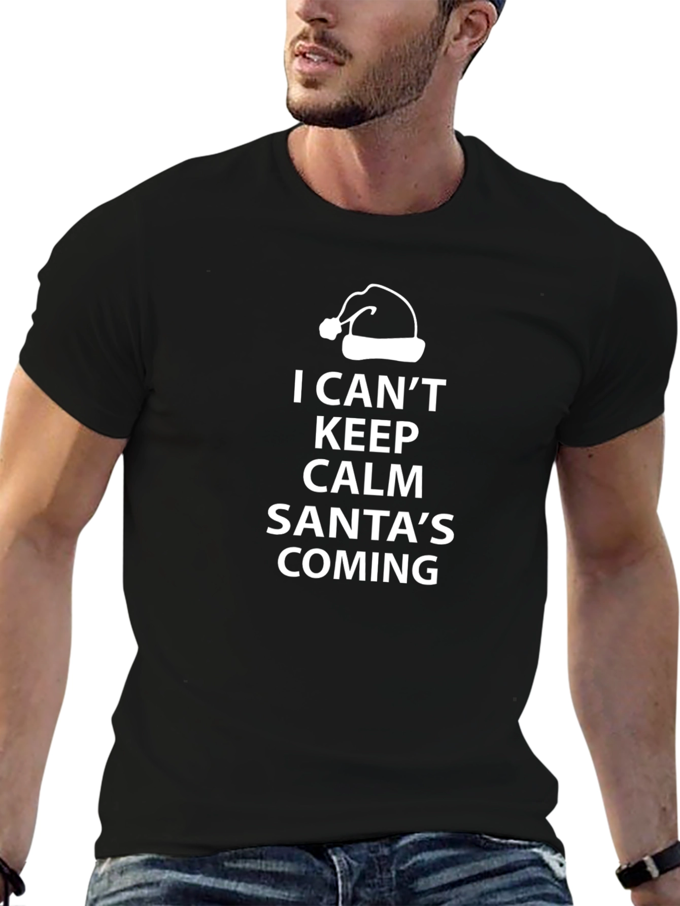 Keep Calm Santas Coming T-Shirt - Holiday Festive Tee