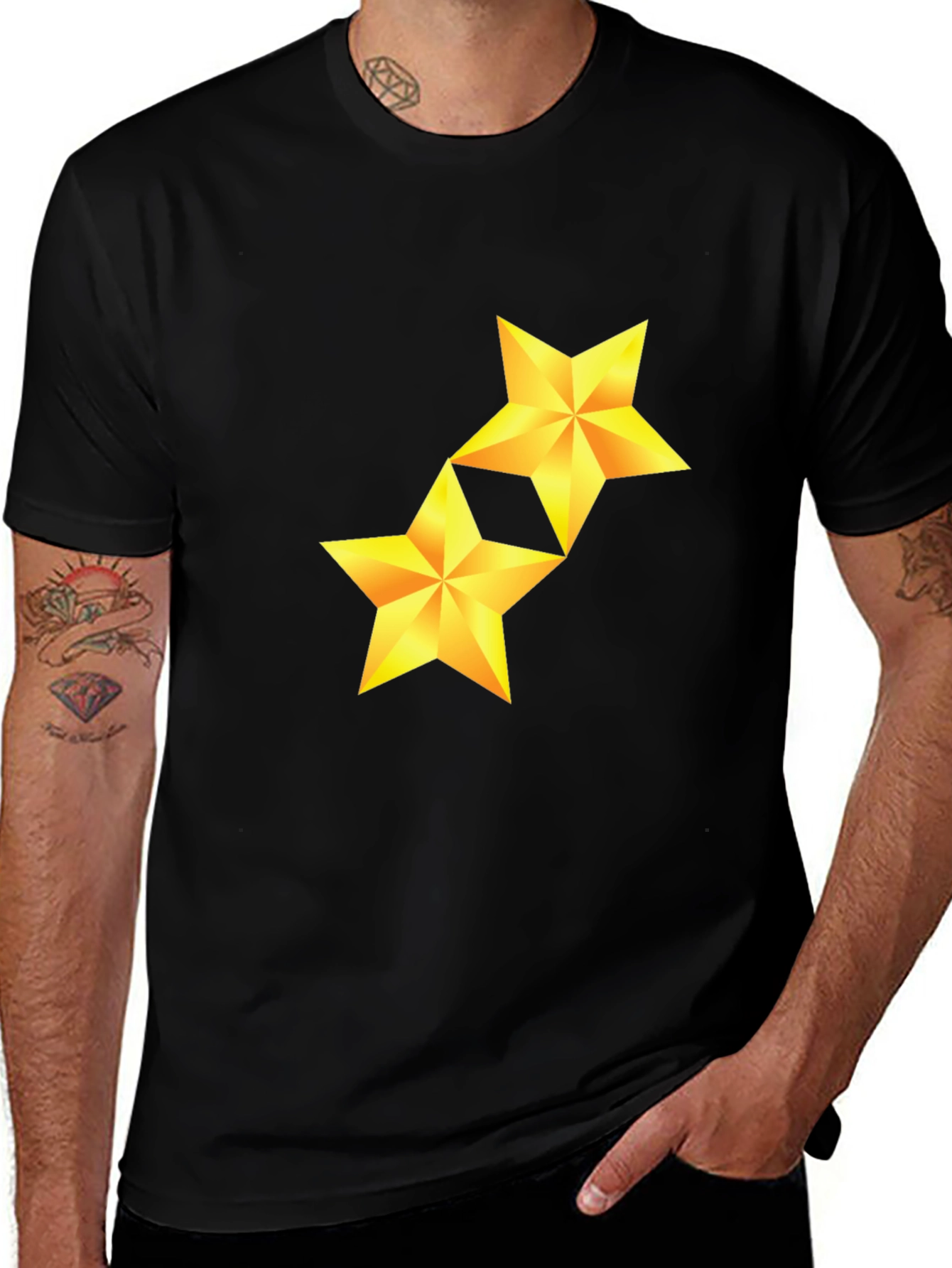 Golden Star Graphic Black Tee