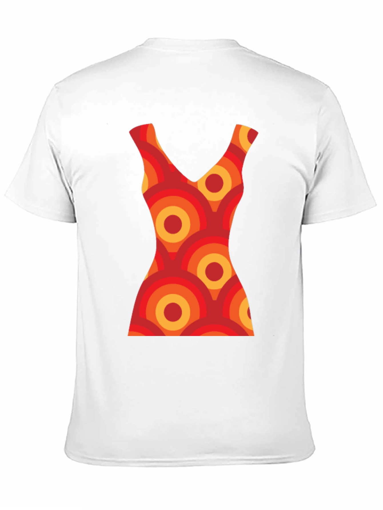 Retro Dress Pattern Graphic Tee - Black Cotton T-Shirt