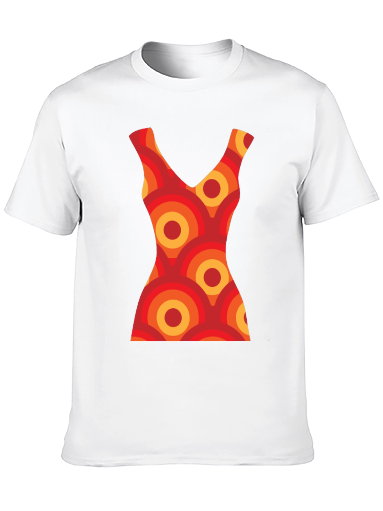 Retro Dress Pattern Graphic Tee - Black Cotton T-Shirt