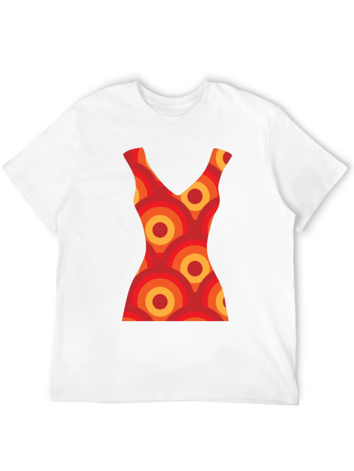Retro Dress Pattern Graphic Tee - Black Cotton T-Shirt