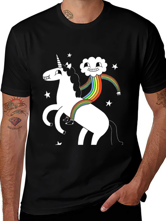 Unicorn Cloud Rainbow Black T-Shirt