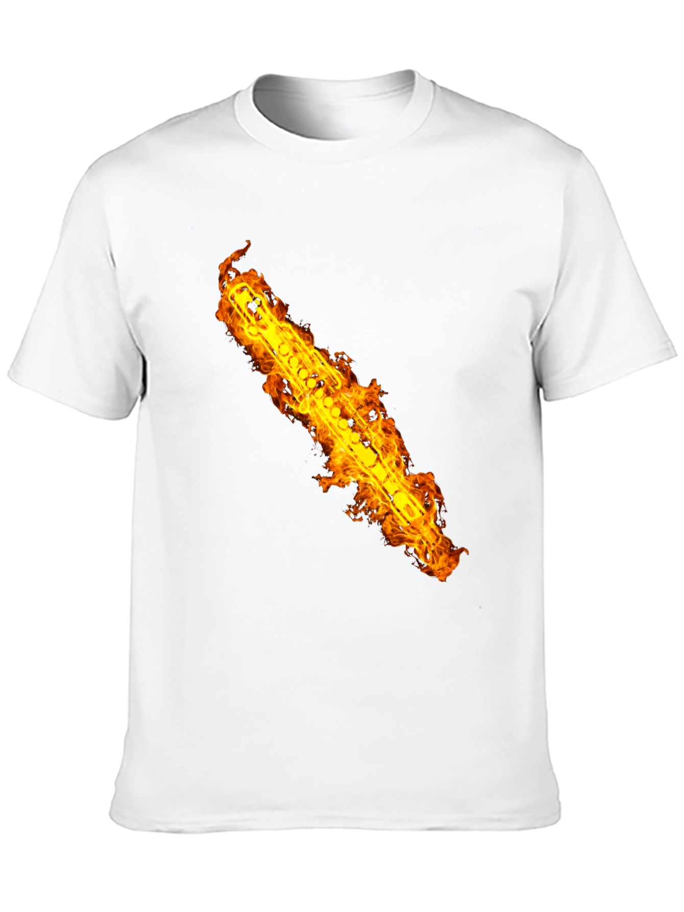 Fiery Flute Graphic Tee - Musicians Cool Black T-Shirt