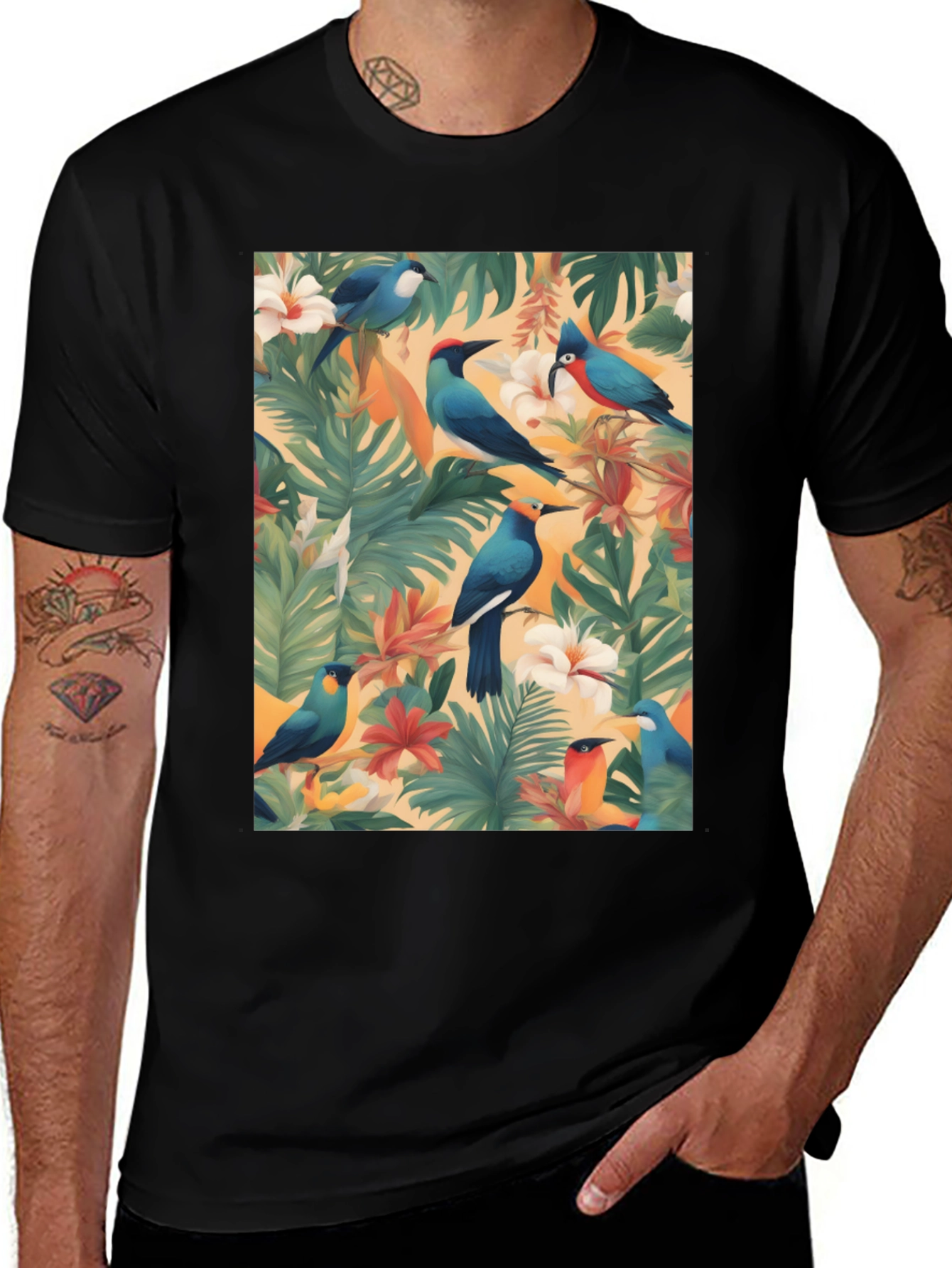 Tropical Birds Graphic T-Shirt