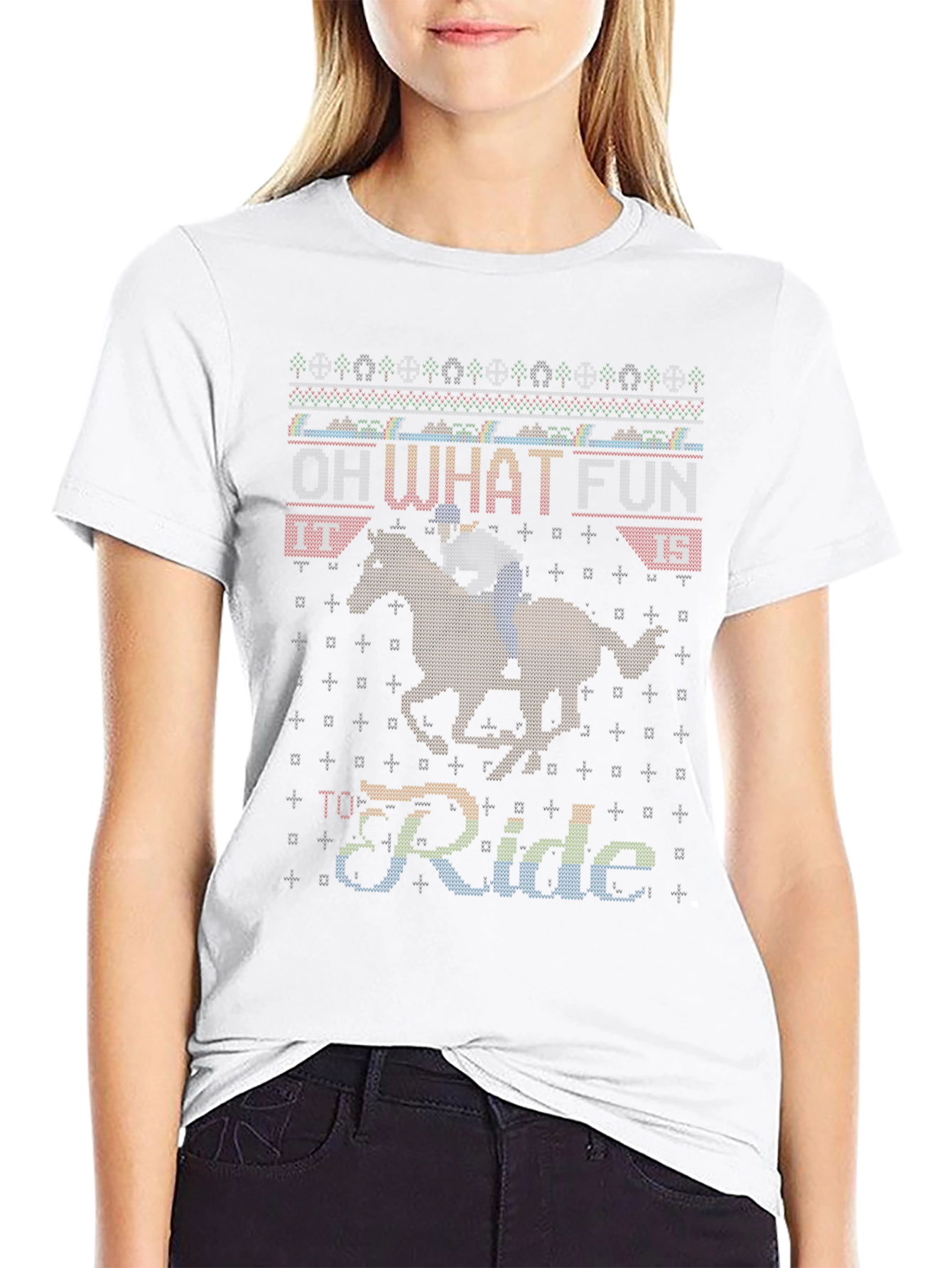 Funny Horse Riding Ugly Christmas Sweater T-Shirt