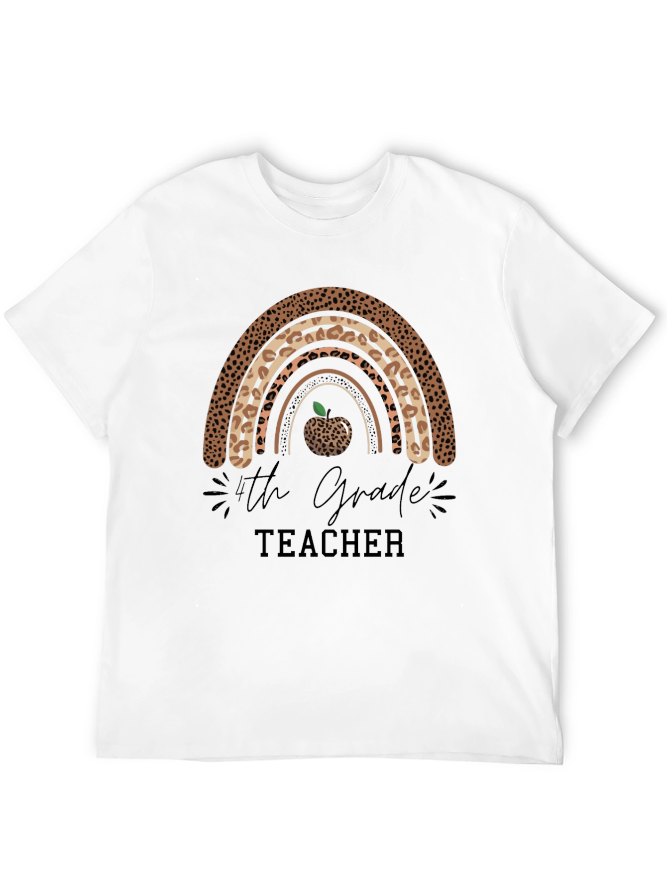4th Grade Teacher Leopard Rainbow T-Shirt