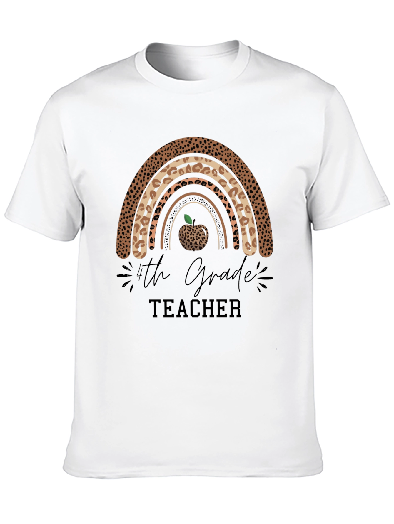 4th Grade Teacher Leopard Rainbow T-Shirt
