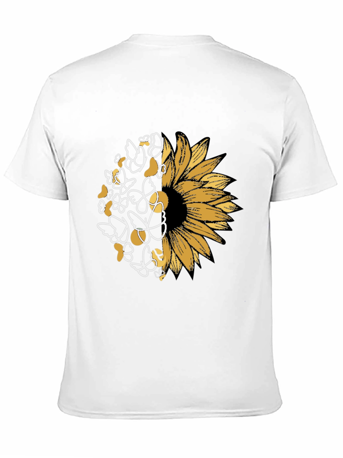 Sunflower Butterfly Graphic Black T-Shirt
