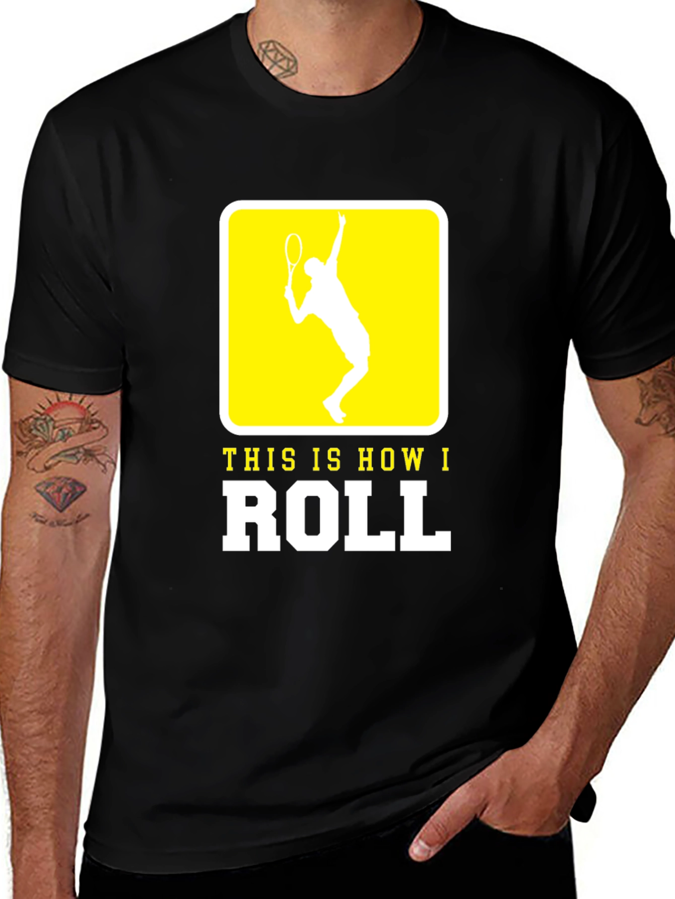Tennis Player This is How I Roll Black T-Shirt