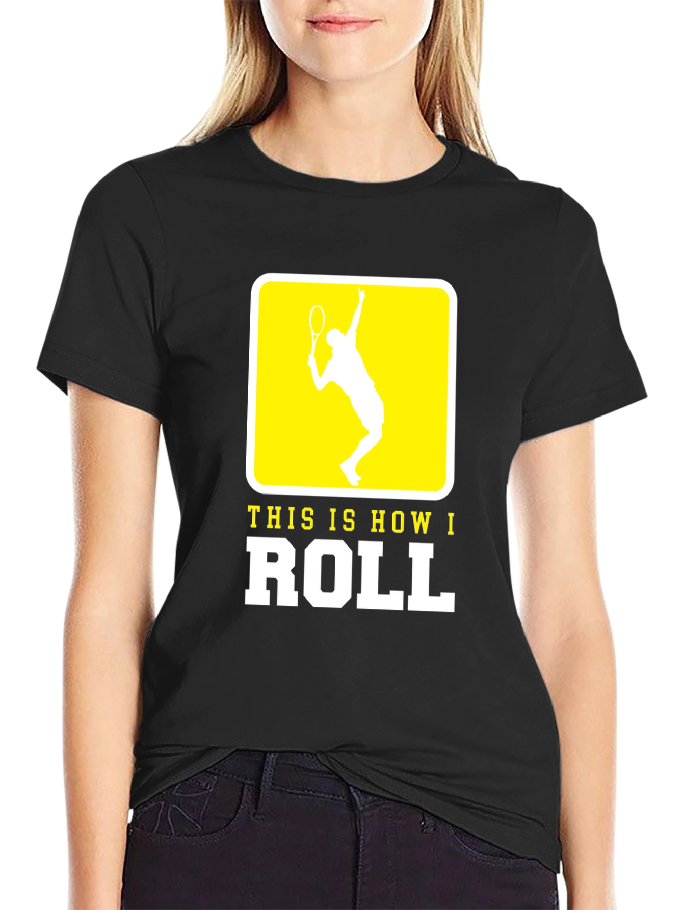 Tennis Player This is How I Roll Black T-Shirt