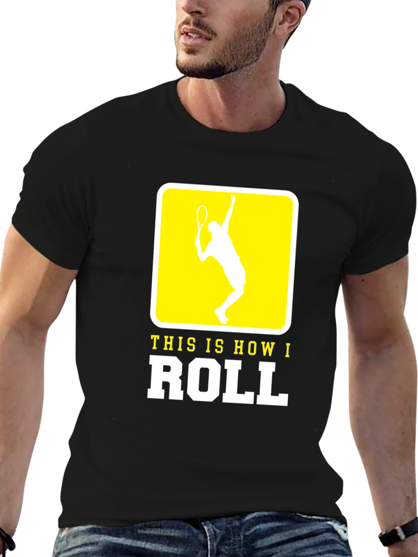 Tennis Player This is How I Roll Black T-Shirt