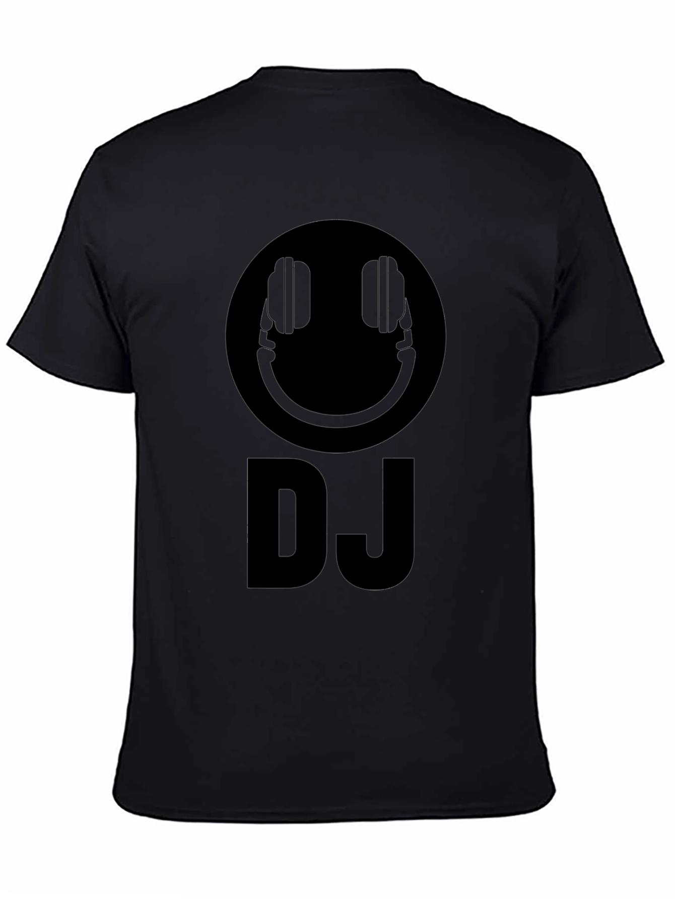 DJ Smiley Face Graphic Tee - Black Cotton T-Shirt