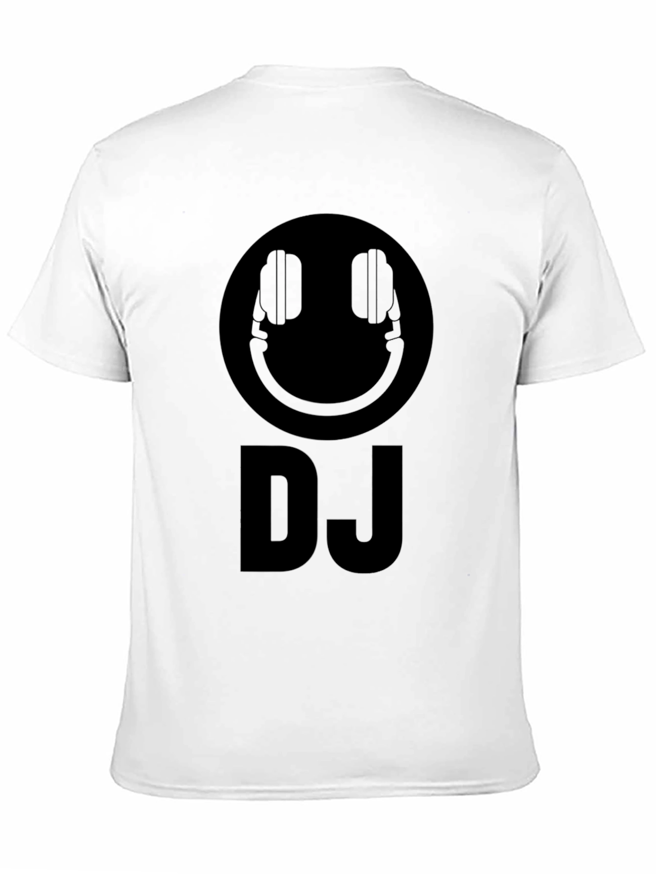 DJ Smiley Face Graphic Tee - Black Cotton T-Shirt