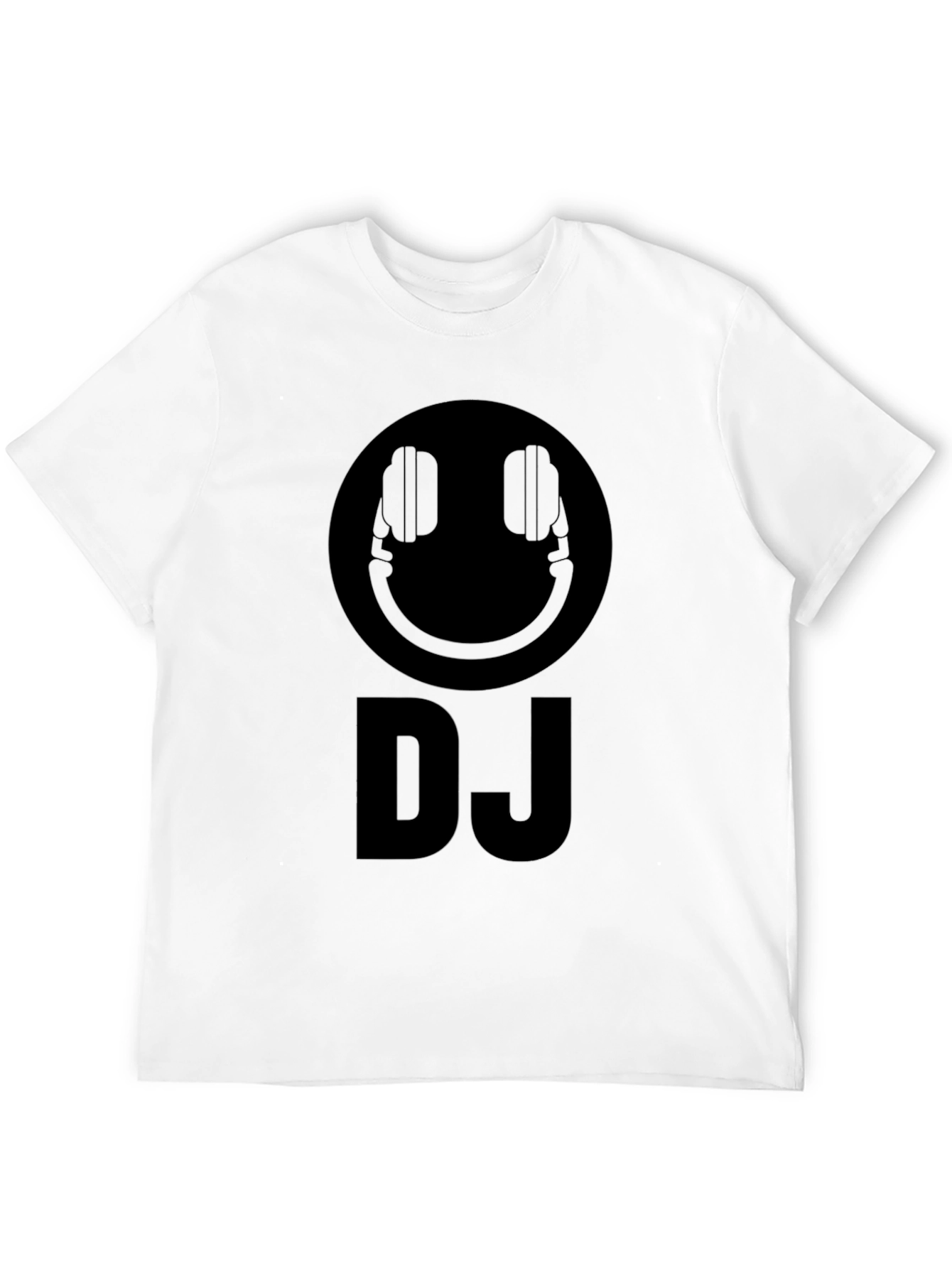 DJ Smiley Face Graphic Tee - Black Cotton T-Shirt
