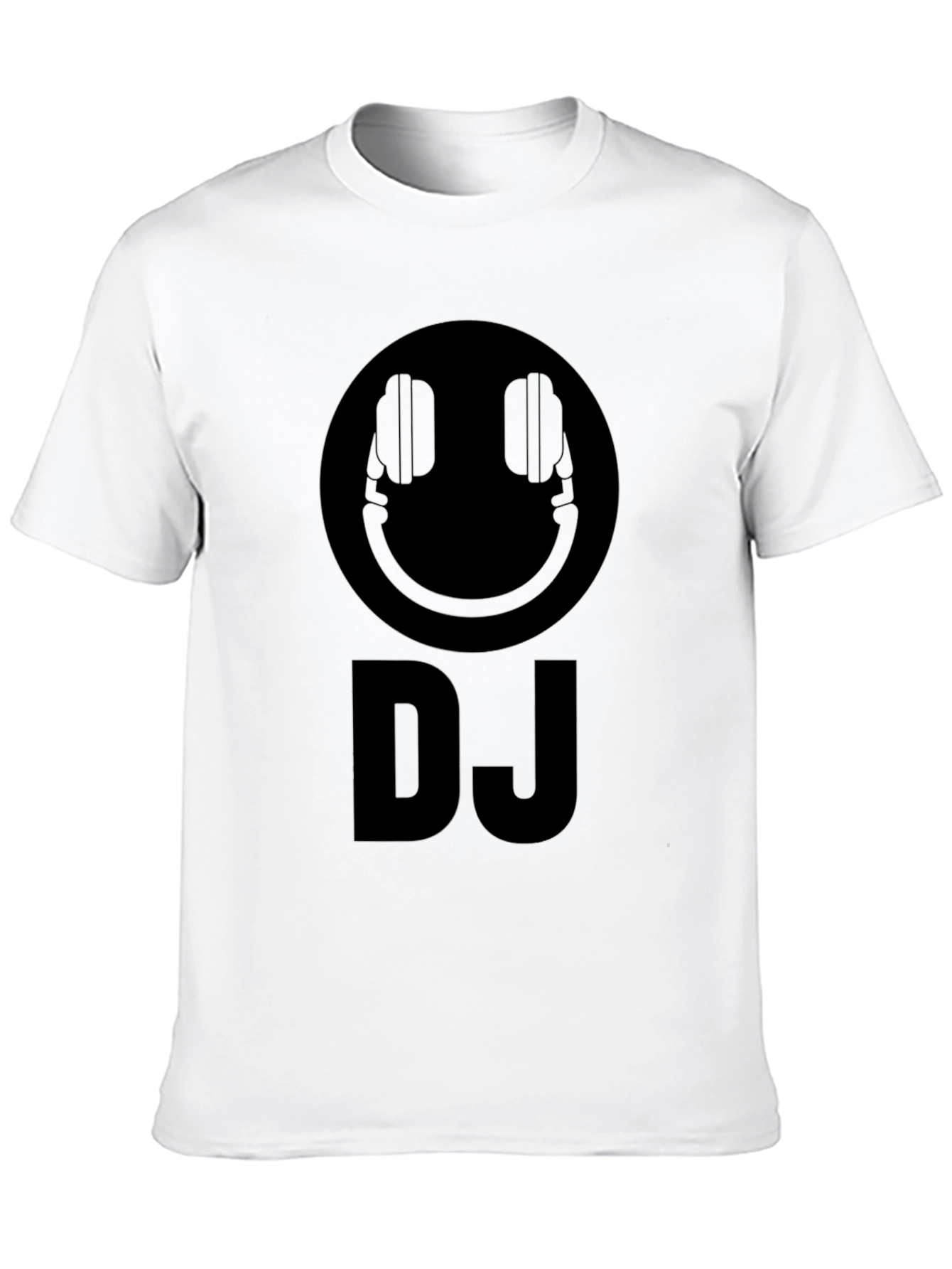 DJ Smiley Face Graphic Tee - Black Cotton T-Shirt