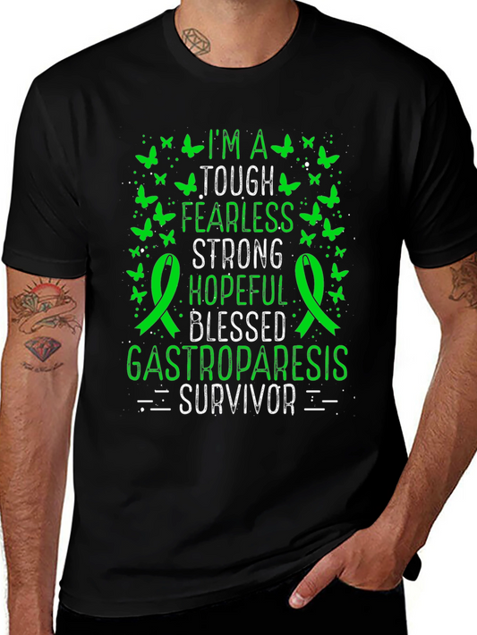Gastroparesis Survivor T-Shirt - Green Butterfly Design