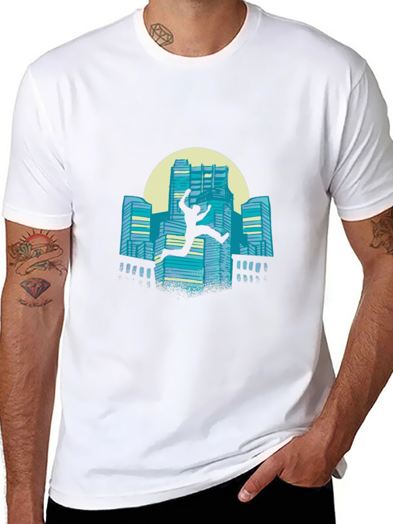 Urban Leap Graphic Tee - Black Cotton T-Shirt