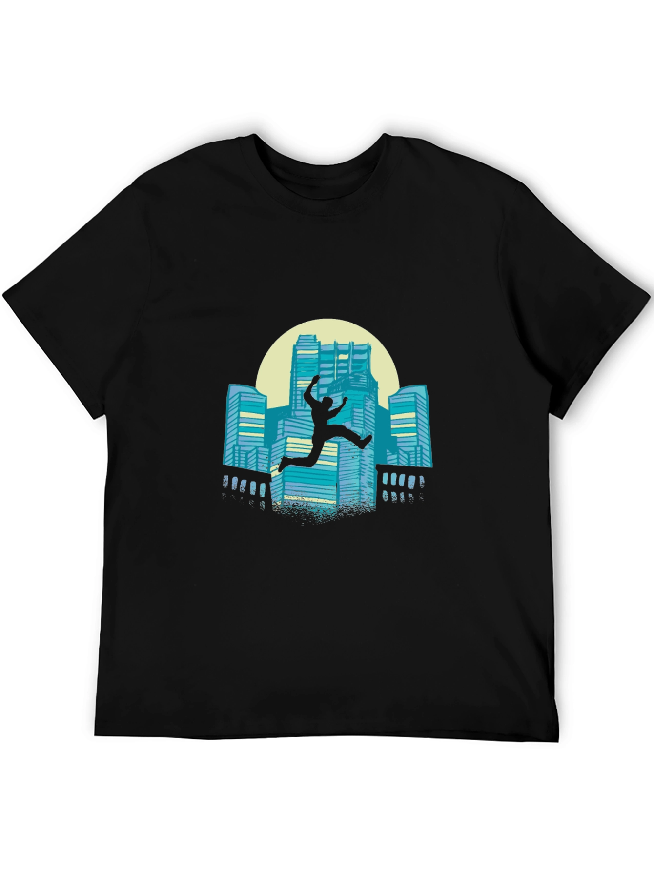 Urban Leap Graphic Tee - Black Cotton T-Shirt