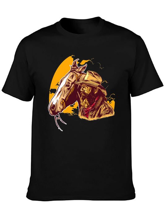 Cowboy & Horse Graphic Tee - Western Style T-Shirt