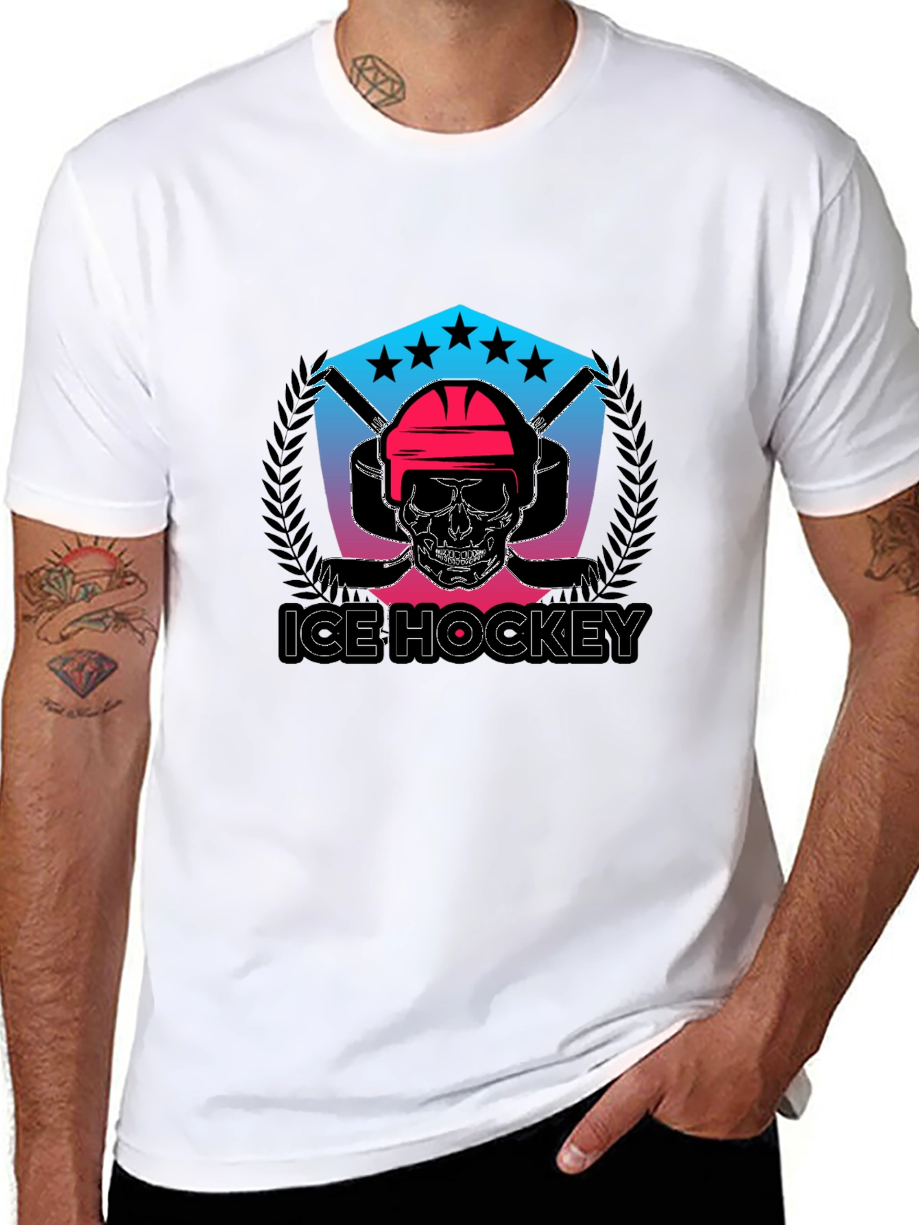 Ice Hockey Skull Graphic Tee