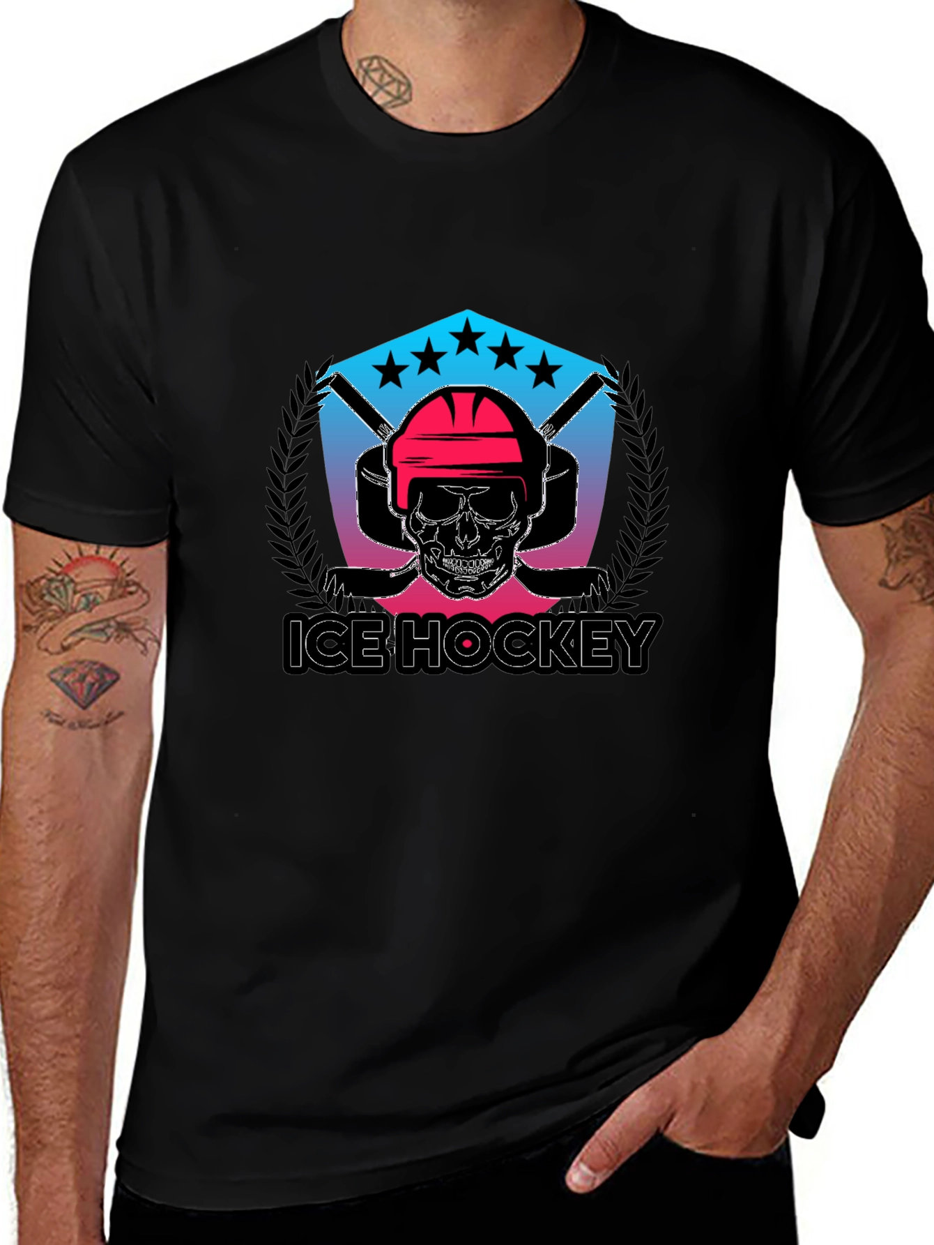 Ice Hockey Skull Graphic Tee