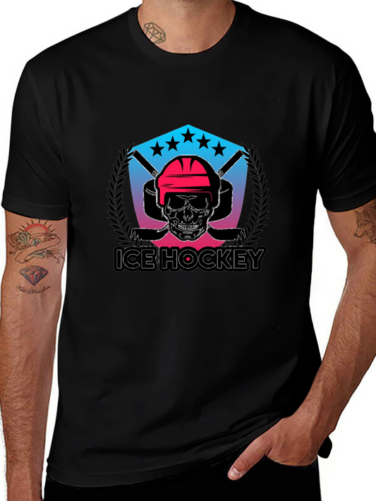 Ice Hockey Skull Graphic Tee