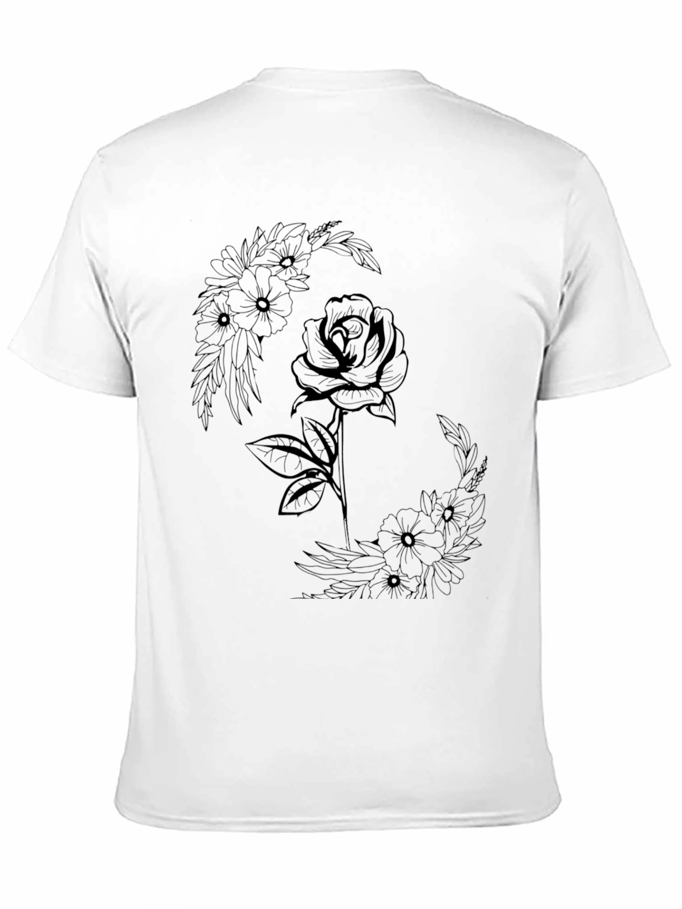 Floral Rose Graphic Tee - Modern Black T-Shirt