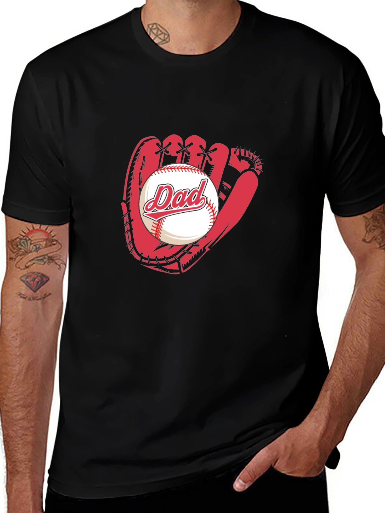 Dad Baseball Glove Graphic Tee - Fathers Day Gift