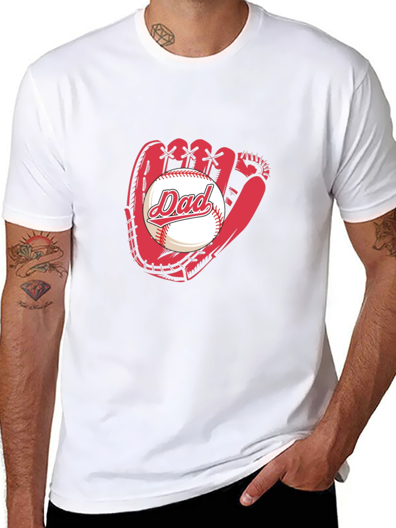 Dad Baseball Glove Graphic Tee - Fathers Day Gift