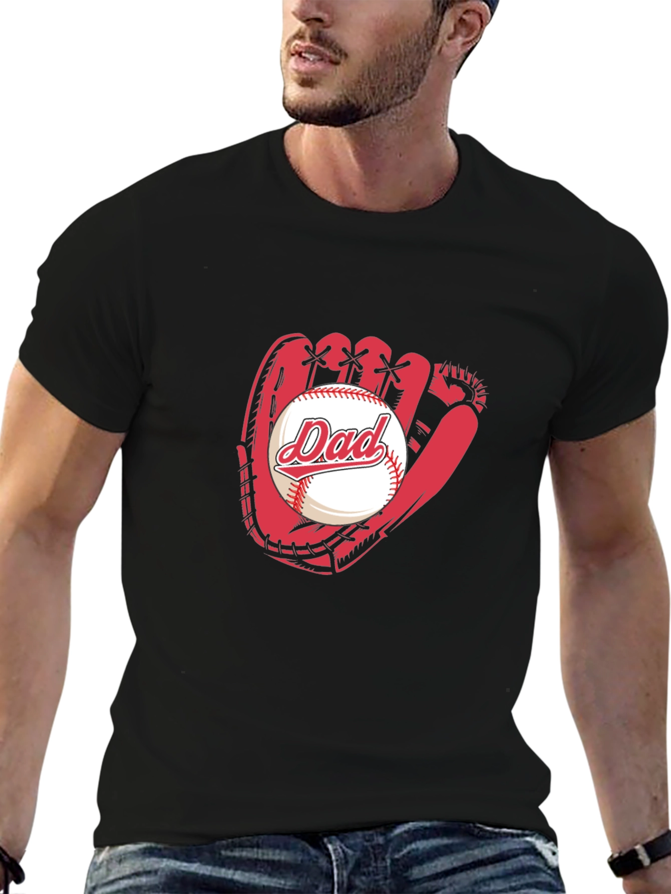 Dad Baseball Glove Graphic Tee - Fathers Day Gift