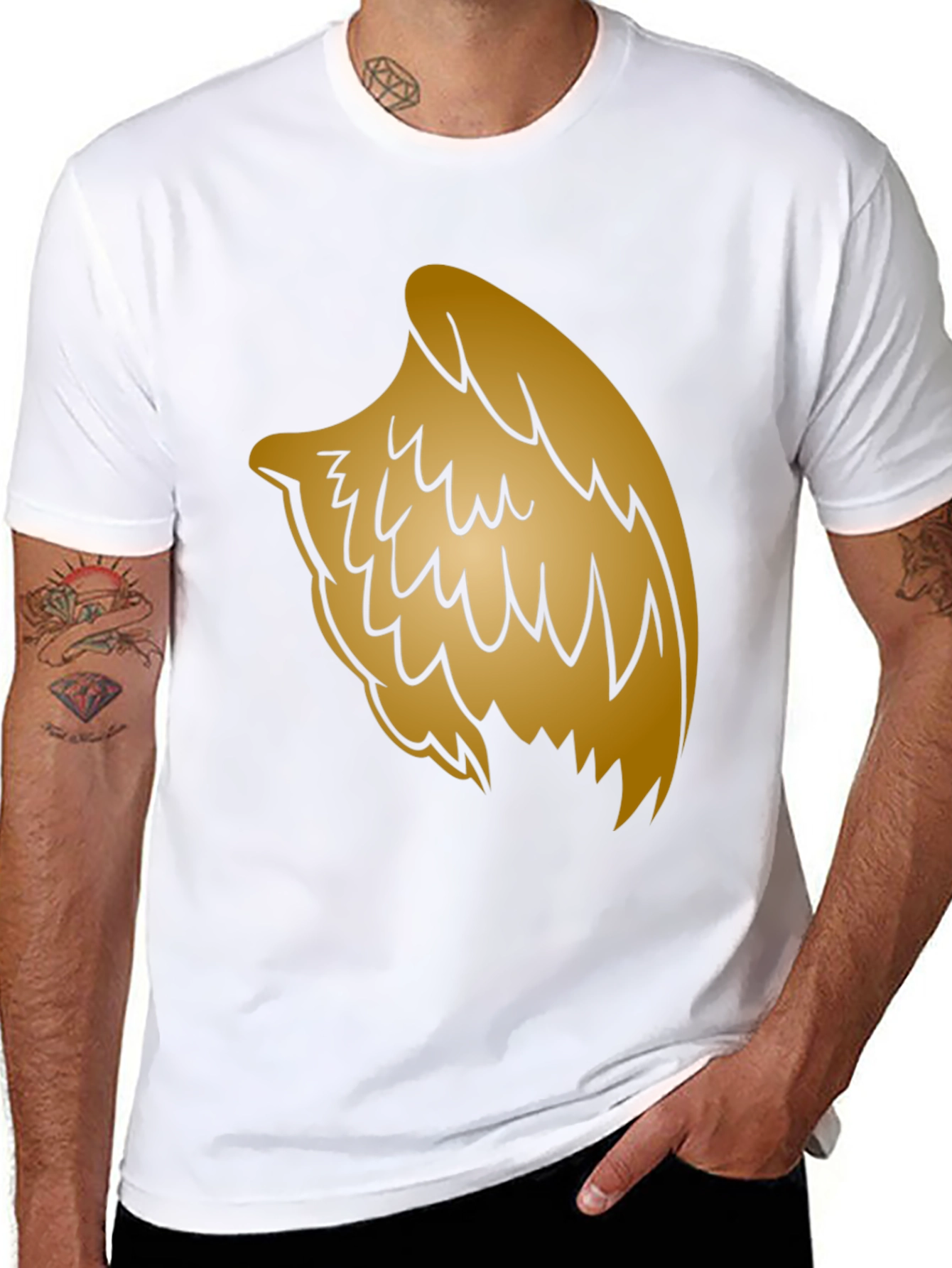 Golden Wing Graphic Black T-Shirt