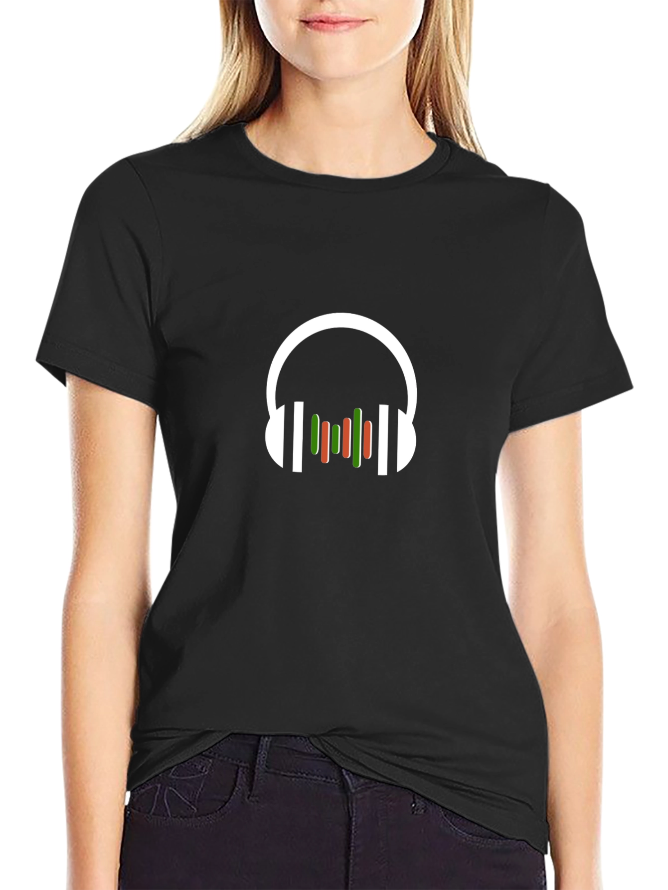 Modern Headphones Graphic Tee - Black