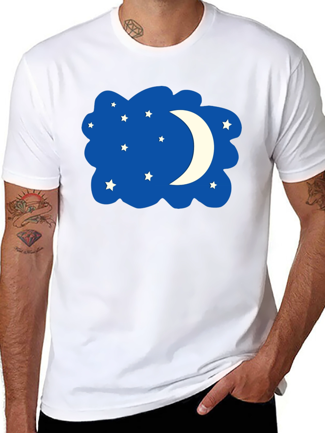 Night Sky T-Shirt - Stars and Moon Design